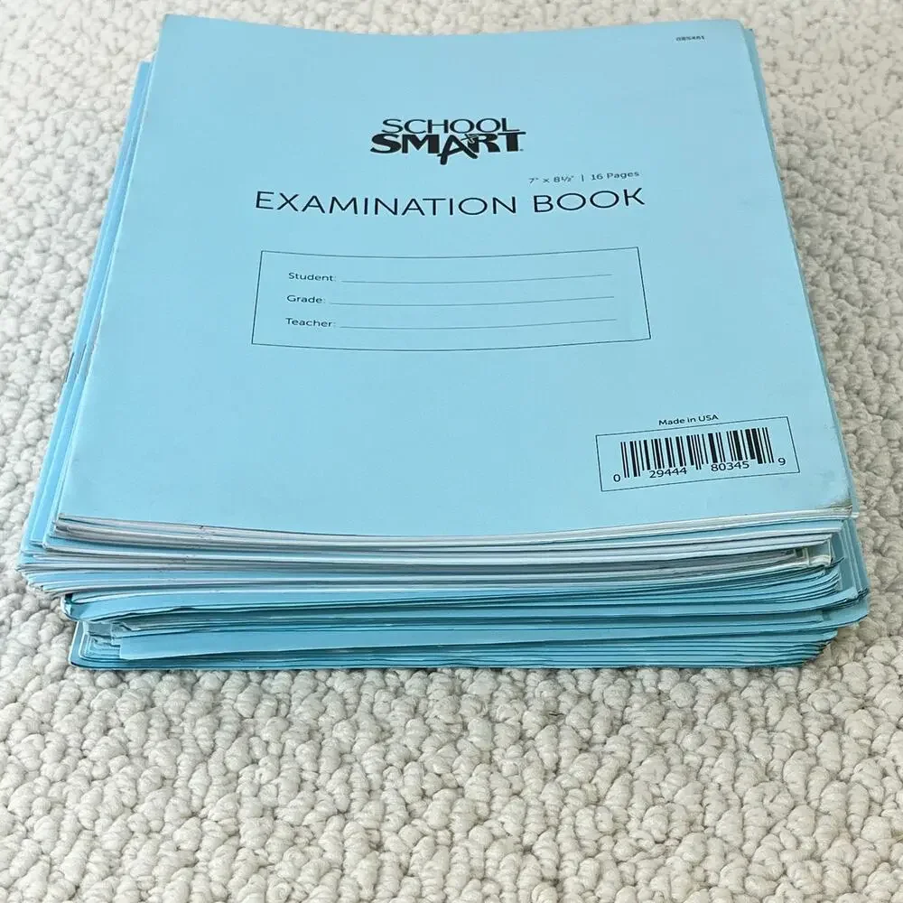 School Smart Examination Blue Books with 16 Pages, 8-1/2 x 7 Inches Pack of 50